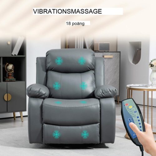 Elektrisk massage-tv-fåtölj med 8 vibrationshuvuden, 360° rotation och gungfunktion