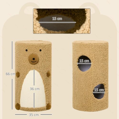 Brown Bear Cat Scratching Post med 2 grottor och Sisal yta