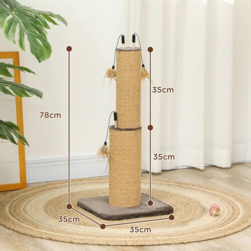 Jute skrapstolpe med fjädrar – Cat Tower för stretching och lek (78cm)