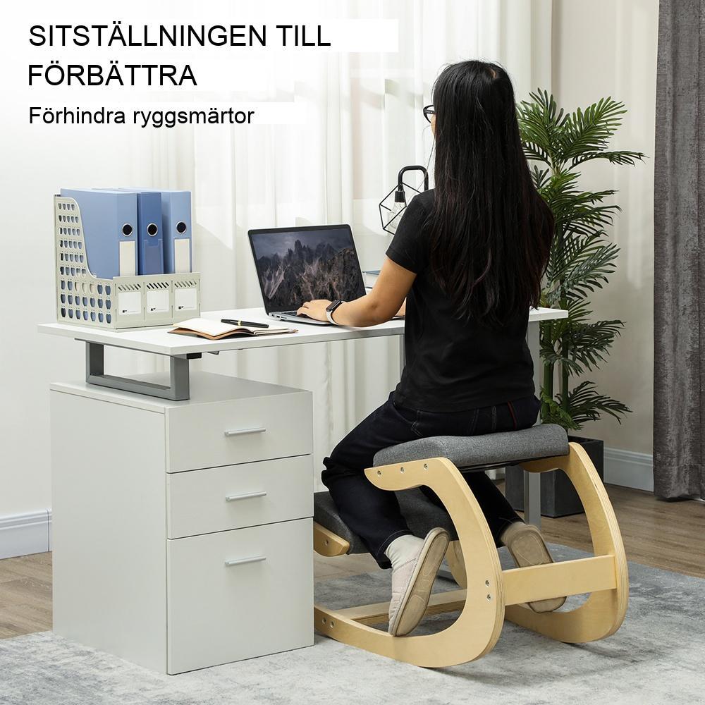 Ergonomisk knäpall gungstol för kroppsställning och ryggsmärta – Grå