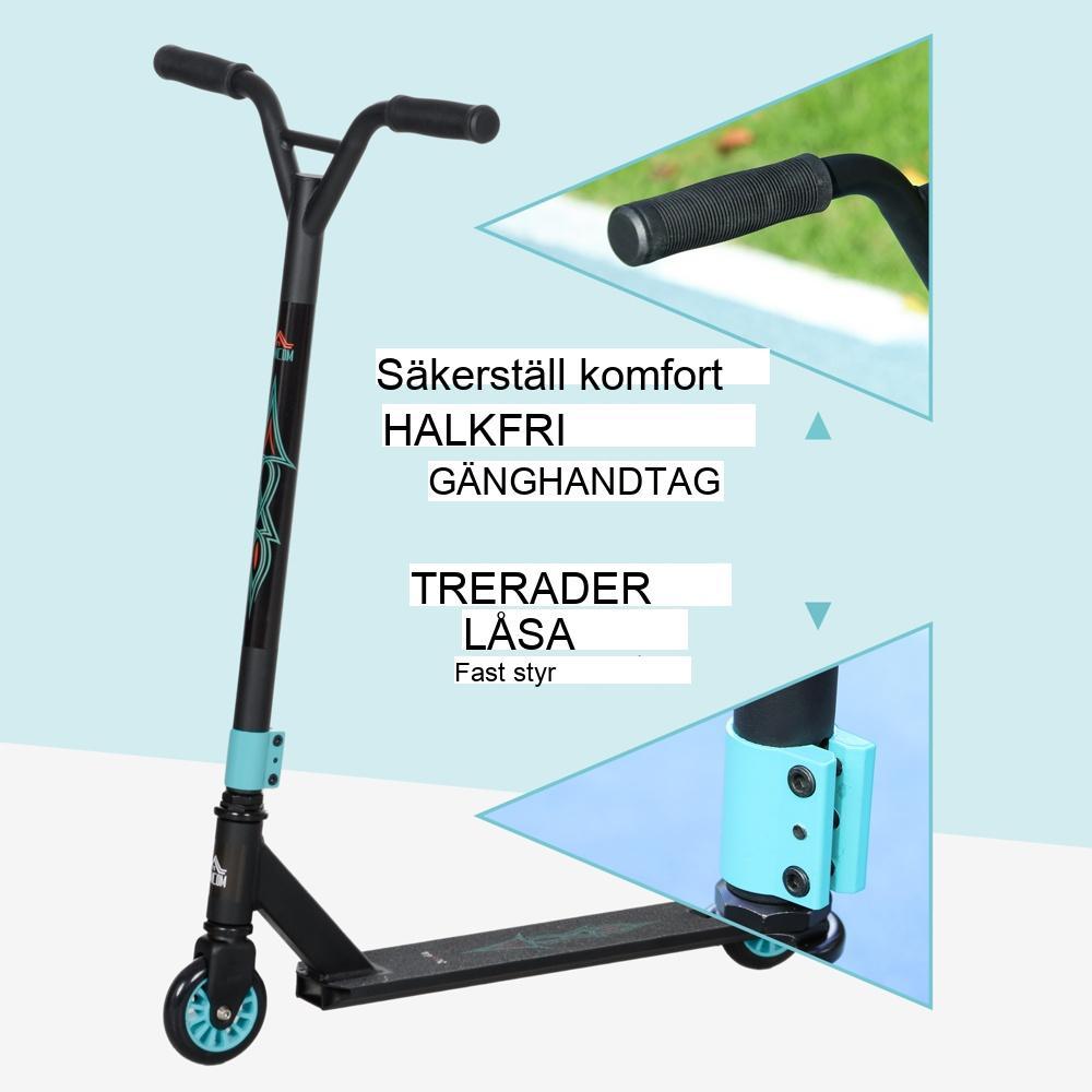 Svart stuntskoter i aluminium med ABEC 9-lager, 10 cm hjul för tonåringar och vuxna