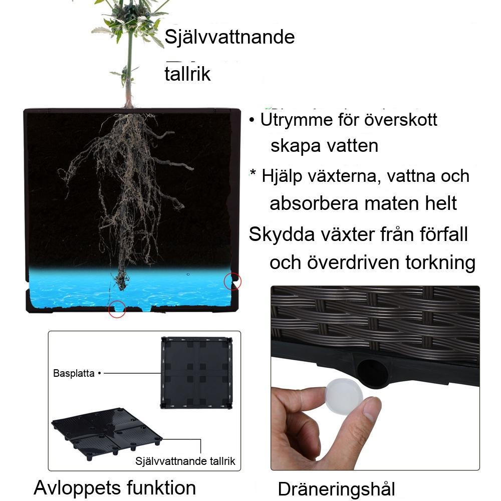 Upphöjda planteringssängar i rottinglook med 2 set – Brun trädgårdsbalkong Blomlådor med dräneringshål 80×40 cm