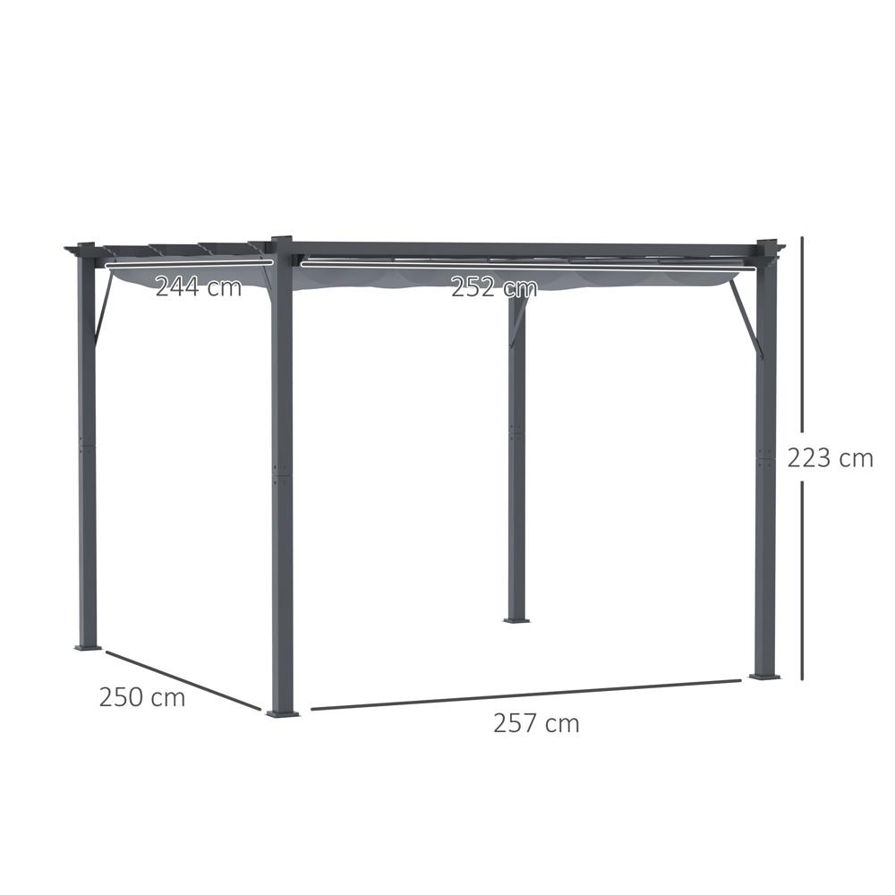 Kolgrå aluminiumpergola med skjuttak – Skärmskydd Uteplats Trädgård