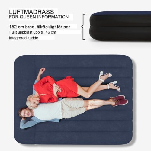 Lyxig dubbel luftmadrass, elektrisk pump och kudde, campingsäng för gäster