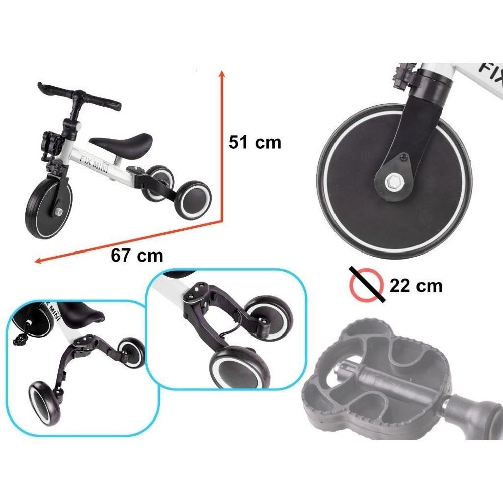 Trike Fix Mini 3-i-1 Cross Country trehjuling med pedaler för småbarn (vit)