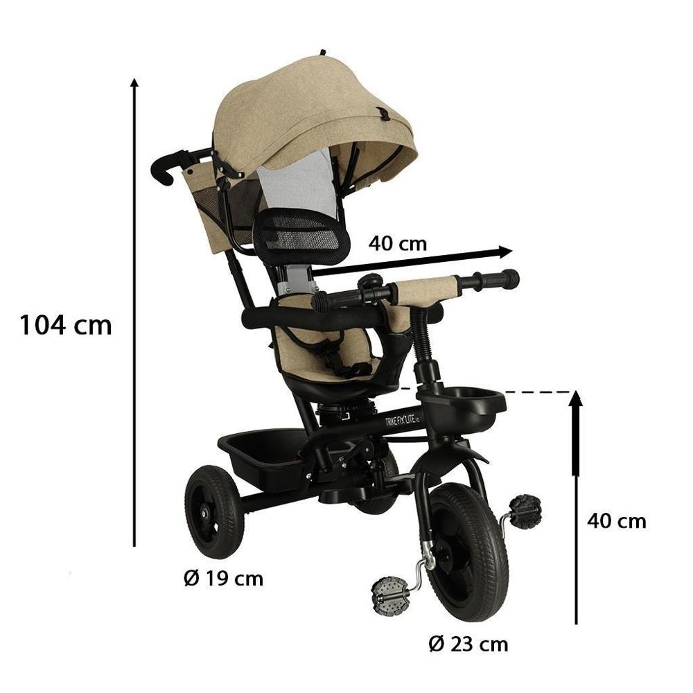 TRIKE FIX Lite V2 Beige Trehjuling, Push och Pedal Cabriolet för barn i åldrarna 6 månader-7 år