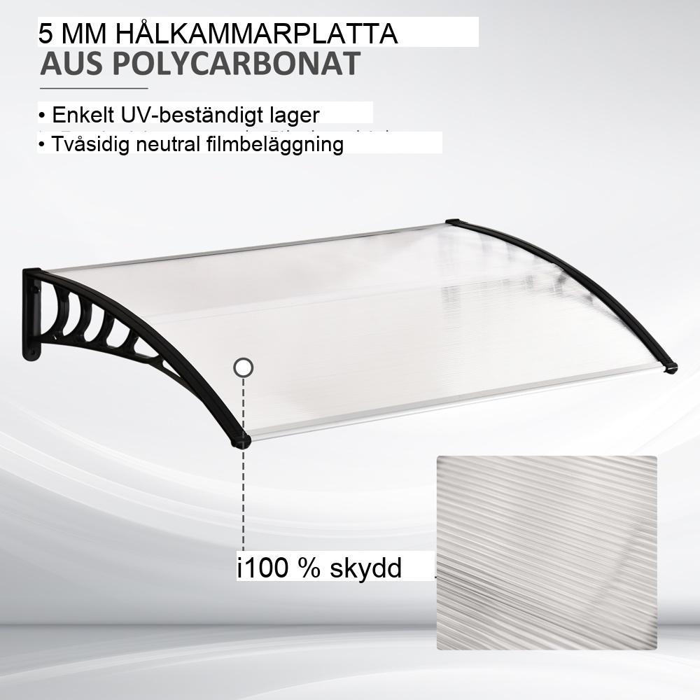 Vit polykarbonat Dörrkapell 90x150cm med UV-skydd