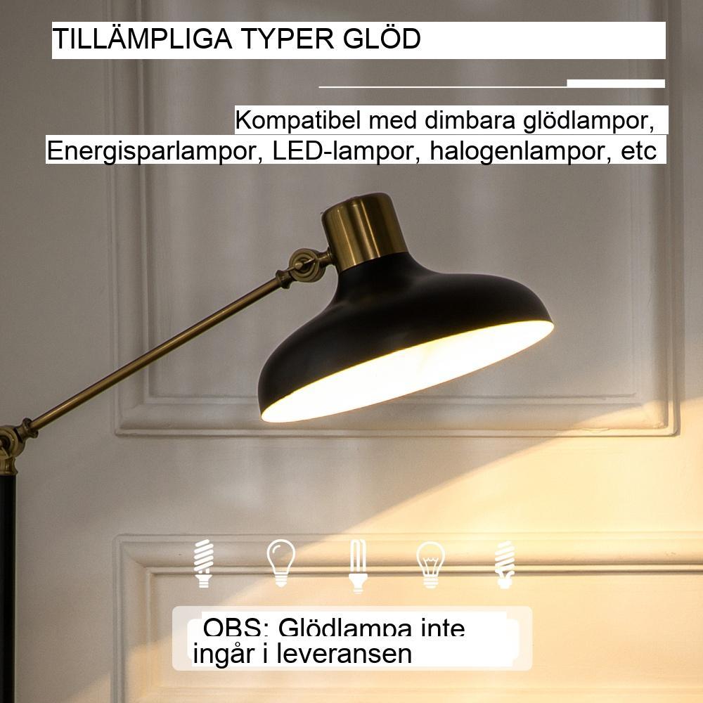 Justerbar båggolvlampa, 40W vridbar läslampa för vardagsrum, svart