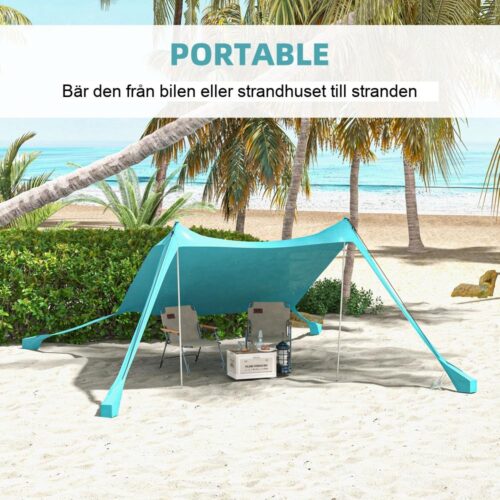 Sky Blue Sun Shade Segel UV-skydd, bärbar strandskydd för picknick och fiske