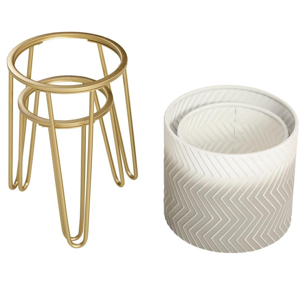 Modern Metal Plant Stand Set om 2 – Vit gråguld