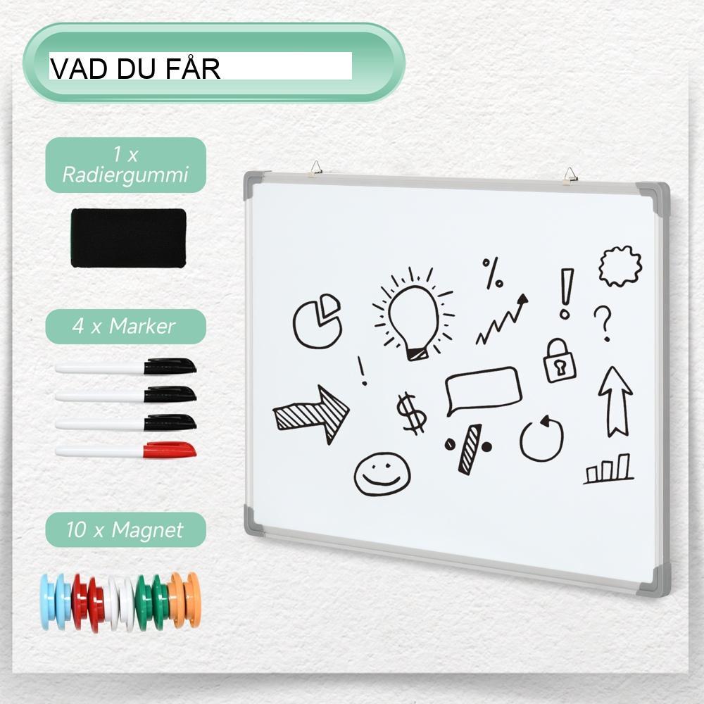 Magnetisk whiteboardtavla torrraderingstavla – Inkluderar pennor, suddgummi och magneter