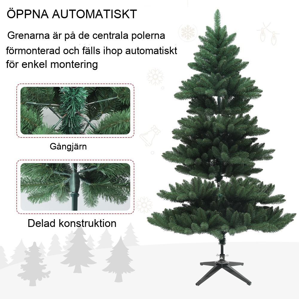 Realistisk 180cm konstgjord Nordmanngran julgran – flamskyddad, enkel installation