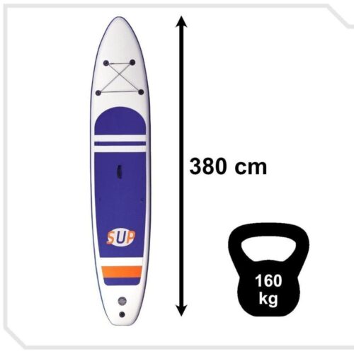 Uppblåsbar Stand Up Paddle Board med tillbehör – Marinblå 380 cm – 160 kg Kapacitet