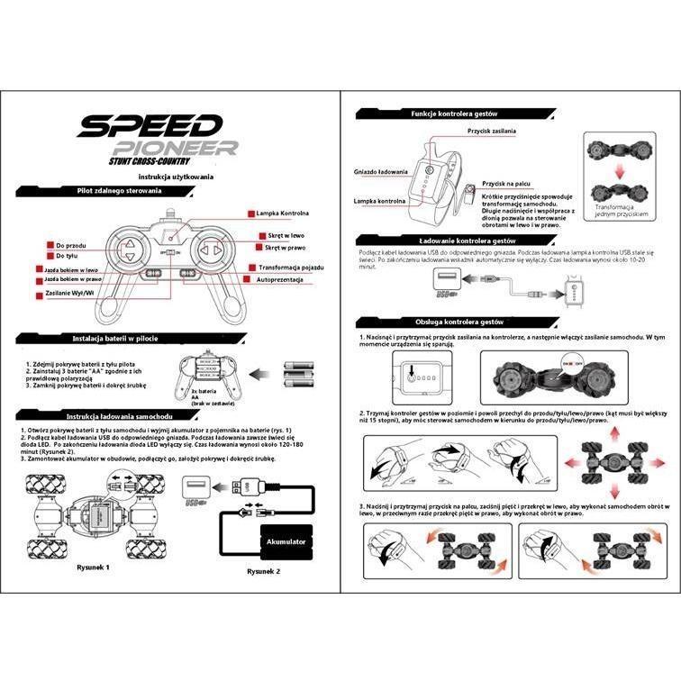 RC Speed ​​Pioneer stuntbil – 360° rotation, gestkontroll, två lägen