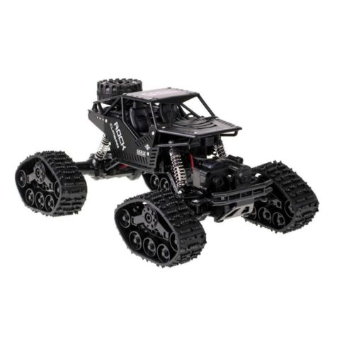 RC Rock Crawler Car 4×4 – svart, fjärrkontrollerad terrängfordon med band och fjädring