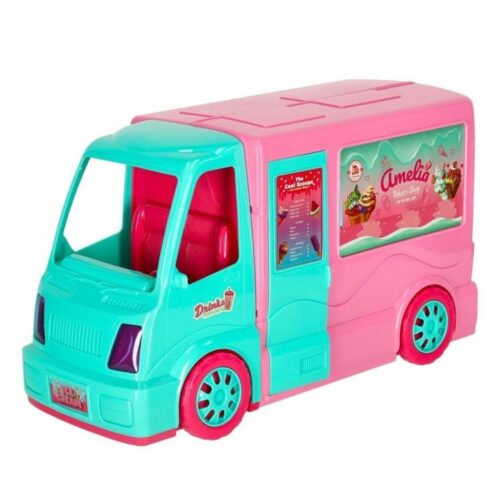 2-i-1 Dolls Camper Food Truck Set med glass och tillbehör