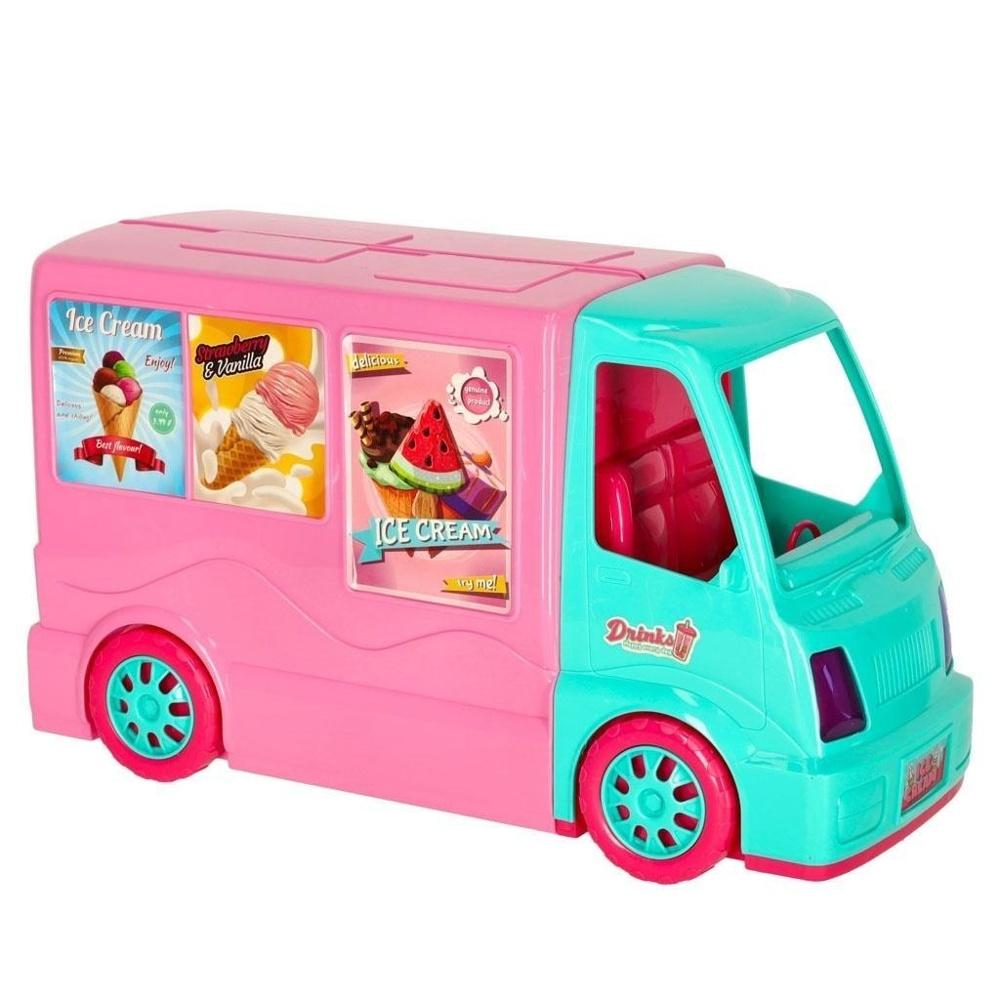 2-i-1 Dolls Camper Food Truck Set med glass och tillbehör