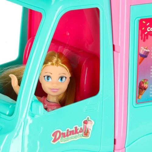 2-i-1 Dolls Camper Food Truck Set med glass och tillbehör