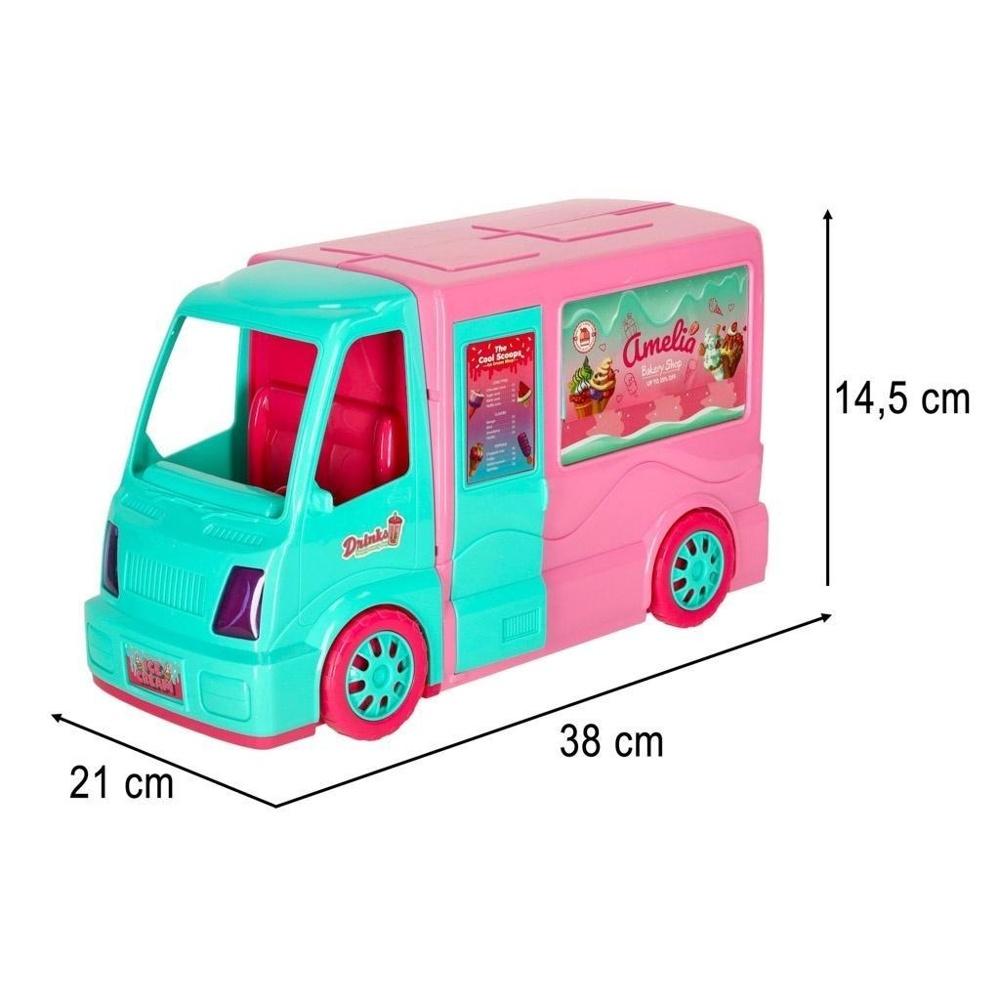 2-i-1 Dolls Camper Food Truck Set med glass och tillbehör