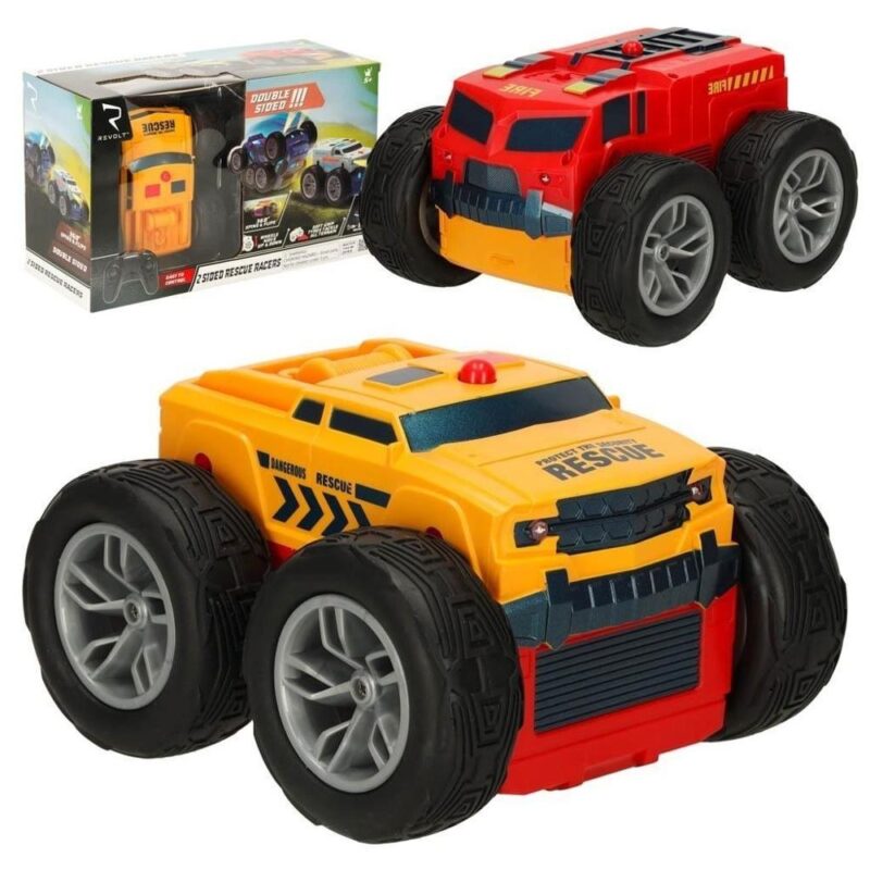 Revolt 2 Sided Rescue Racer RC Car – Transforming Fire Engine and Emergency Vehicle