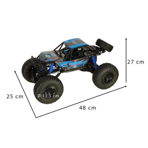 Storskalig RC-klätterbil med 4WD, terrängfjädring och 60 m räckvidd, blå, 48 cm