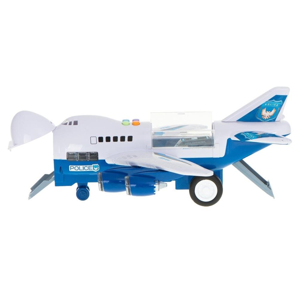 Police Transporter Plane Set med LED-ljus och 6 fordon