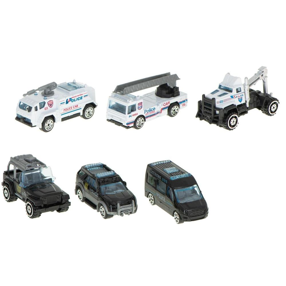 Police Transporter Plane Set med LED-ljus och 6 fordon