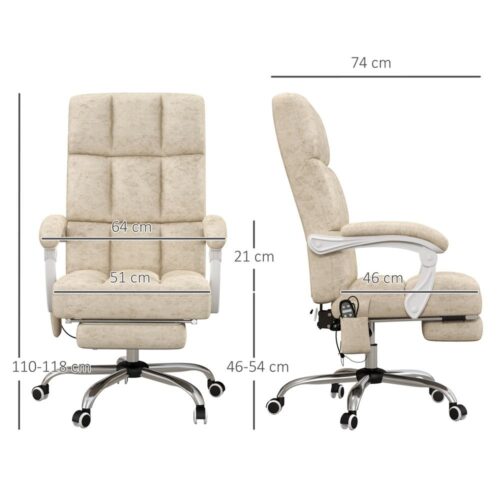 Ergonomisk massagekontorsstol med värme, justerbar höjd, beige