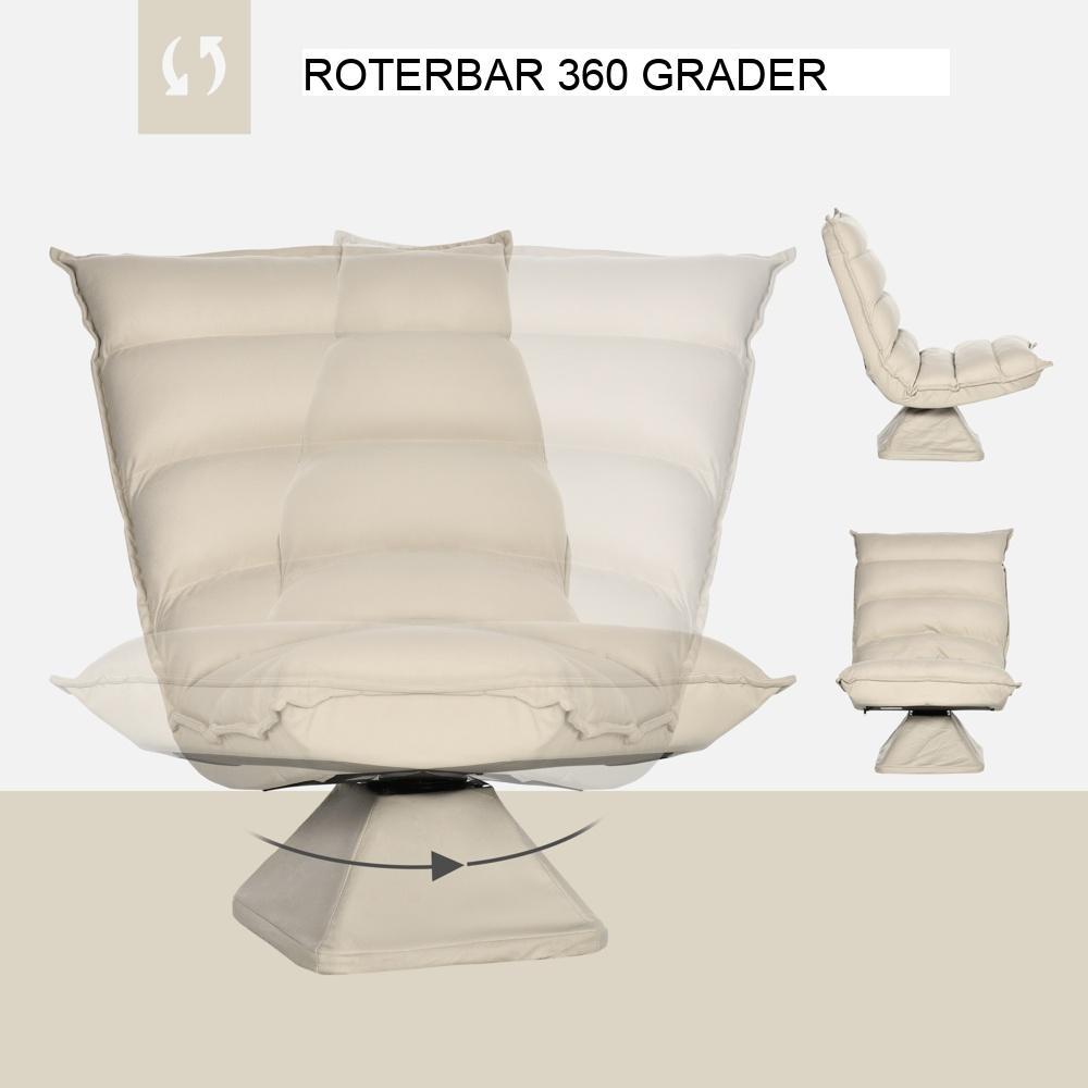 Justerbart ryggstöd Golvstol, Roterande Meditationskudde, Beige