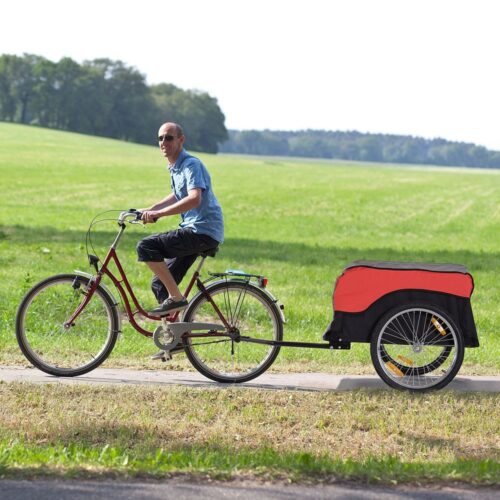 Röd-svart lastvagn för cyklar – 40 kg kapacitet, hopfällbar design