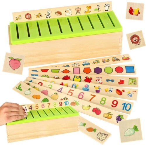 Wooden Shape Sorter Puzzle – Lär dig former och engelska ord