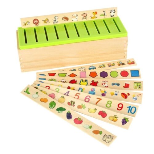 Wooden Shape Sorter Puzzle – Lär dig former och engelska ord