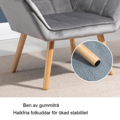 Scandinavian Velvet Wingback Chair – Modern Reading Lounge Chair med upphöjda ben