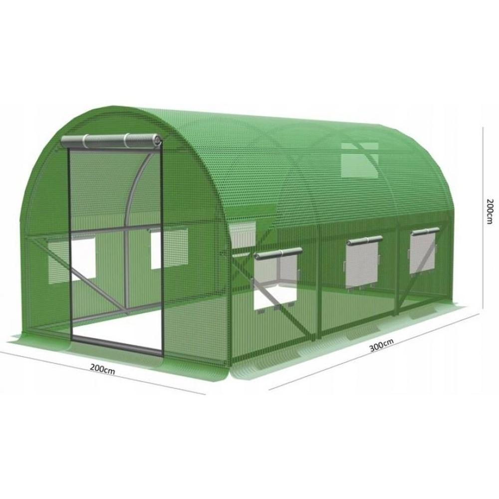 Grön 3-delad trädgårdsfolietunnel, 3x2x2m, UV-skydd, odlingssats ingår