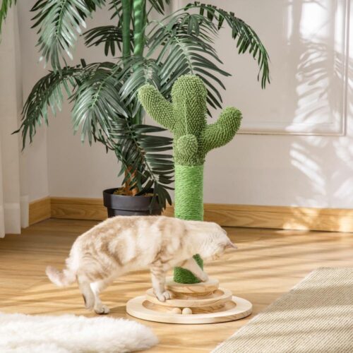 Cactus Cat Scratching Post – Sisalrep och träleksak, 60cm