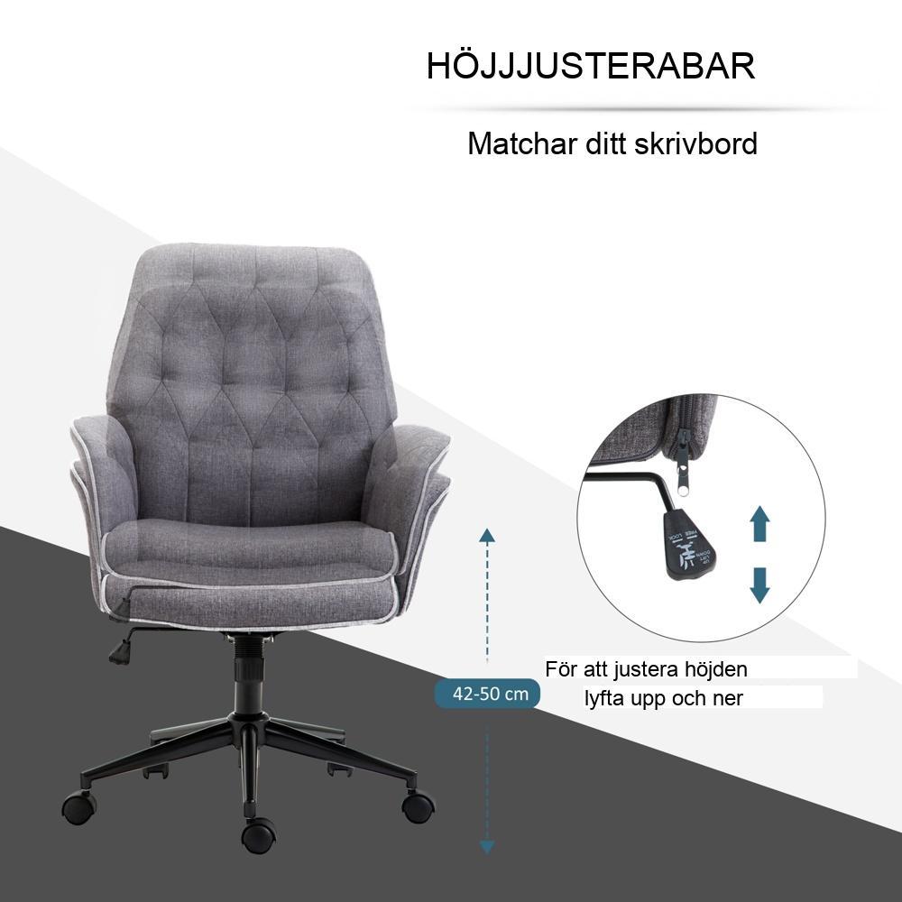 Modern ergonomisk kontorsstol, vridbar och höjdjusterbar, mörkgrå 120 kg Kapacitet