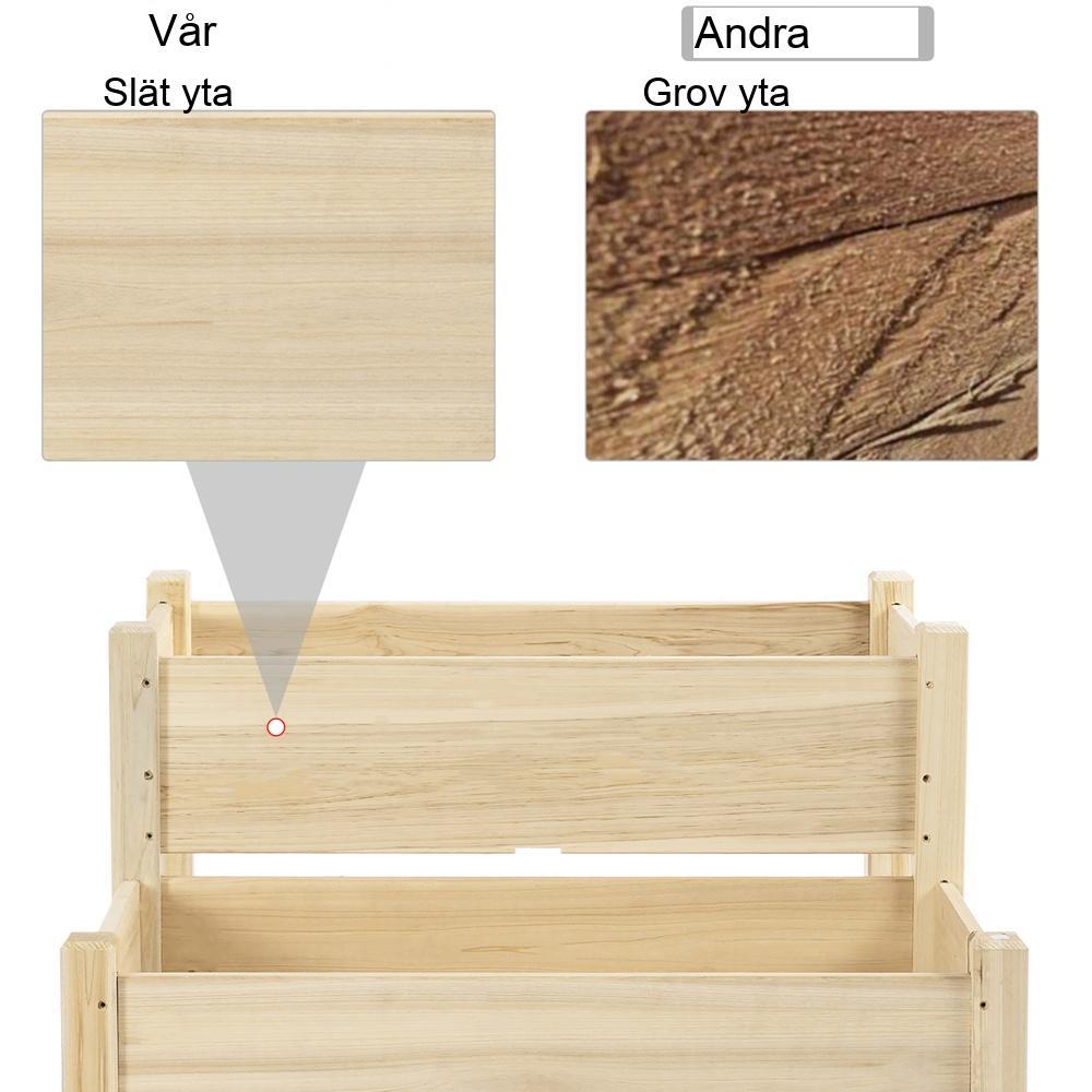 Tvåvånings upphöjd trädgårdssäng med dräneringshål – Örtkruka i massivt trä för balkong eller uteplats
