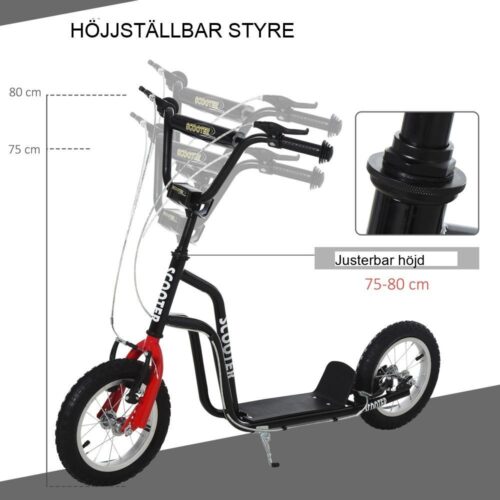 City Scooter för barn från 5+ med justerbart styre och luftdäck