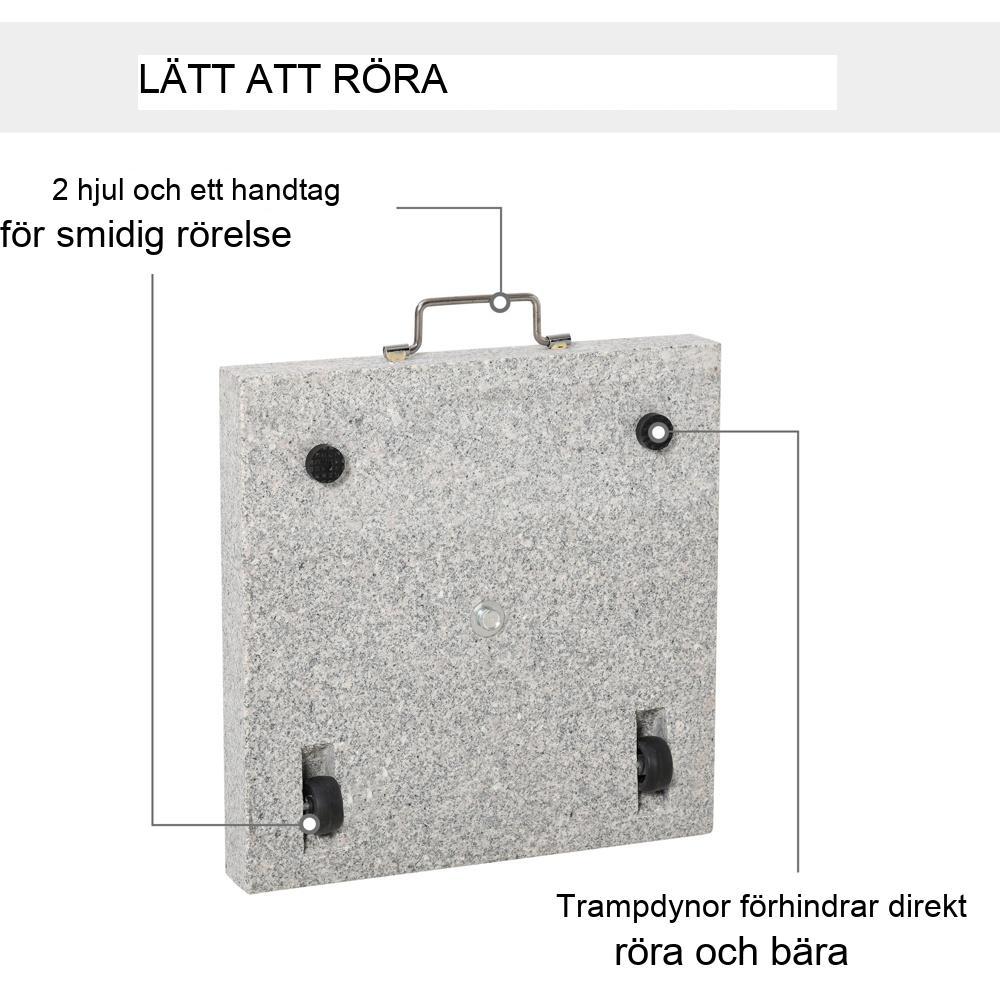 Kraftig parasollställning i marmor och rostfritt stål för trädgårdsbruk