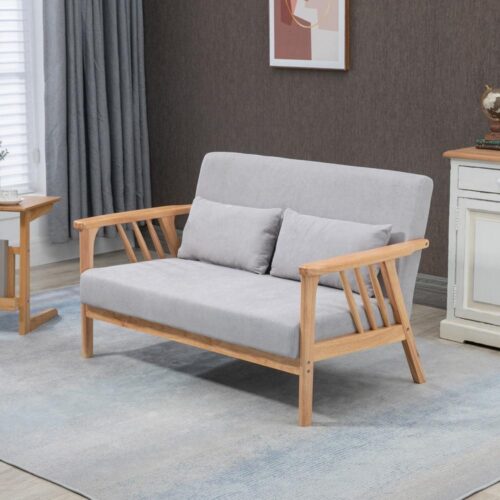 Grey Velvet Loveseat-soffa, 2-sits med armstöd och kuddar (upp till 200 kg)