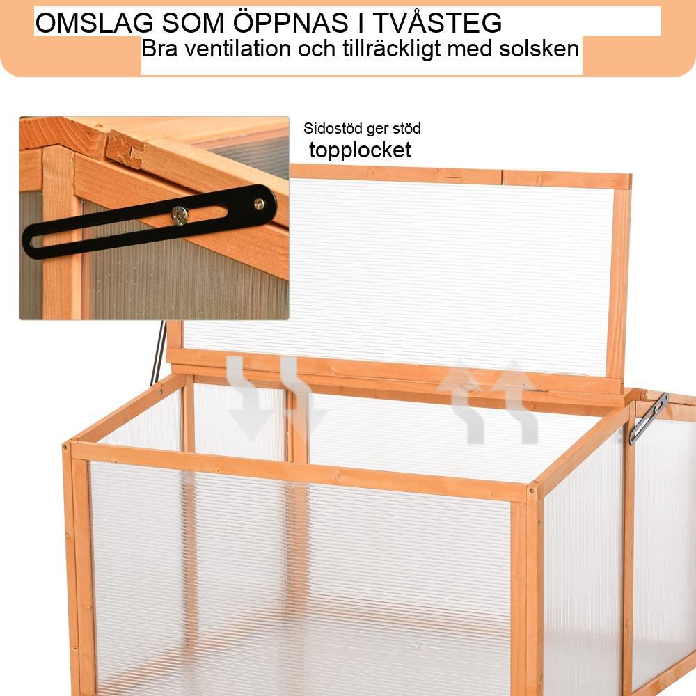 Orange trä och polykarbonat kallstomme Växthus 90x80x58cm för växter och grönsaker