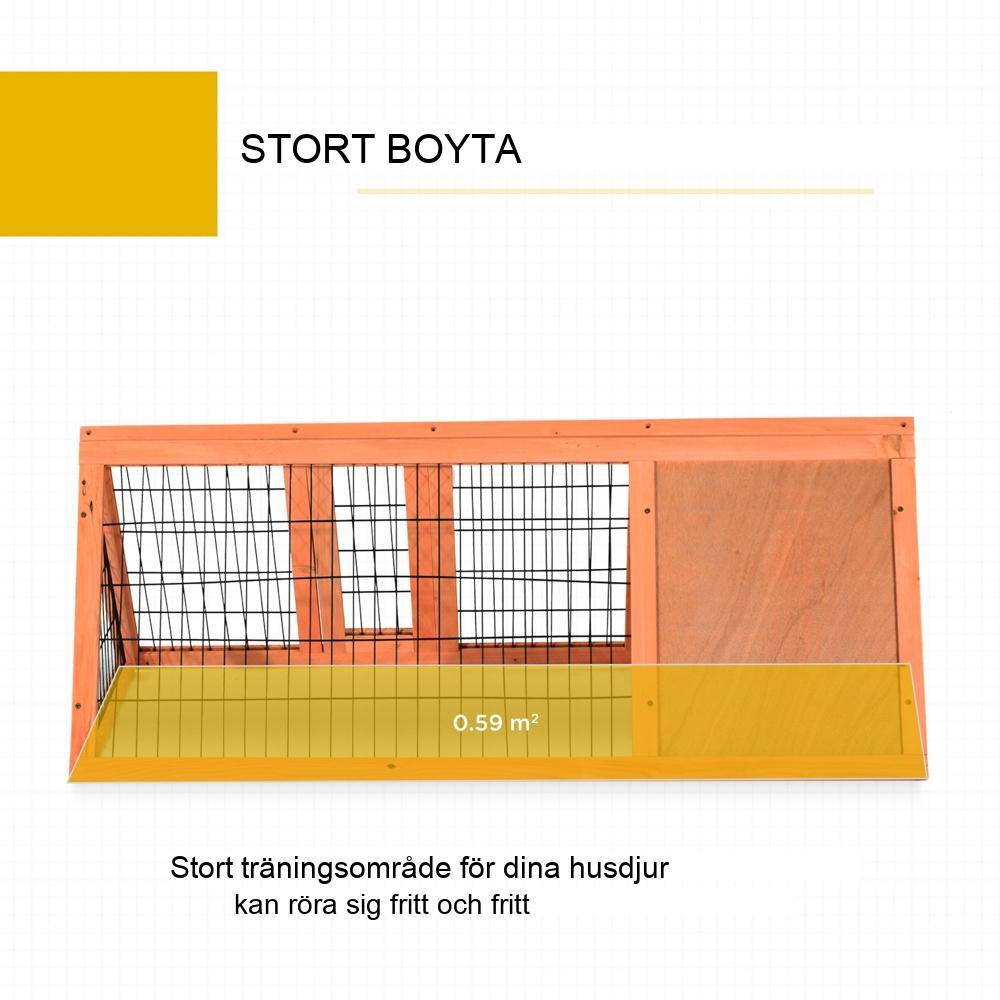 Rymlig orange liten djurkoja med utomhuslöpning – glaserat trä