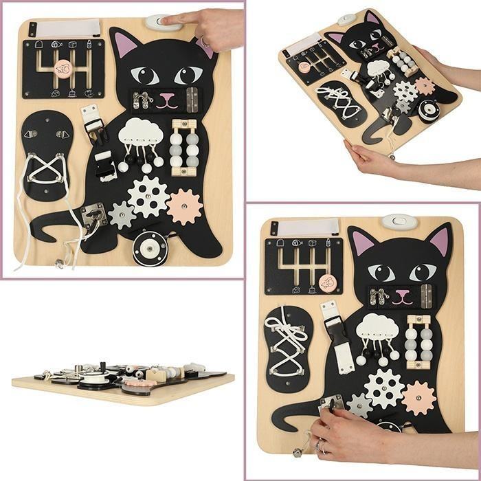 Sensory Play Kitten Manipulation Board för barn – Finmotorik utveckling och inlärningsleksaker