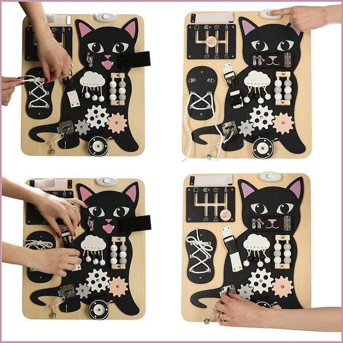 Sensory Play Kitten Manipulation Board för barn – Finmotorik utveckling och inlärningsleksaker