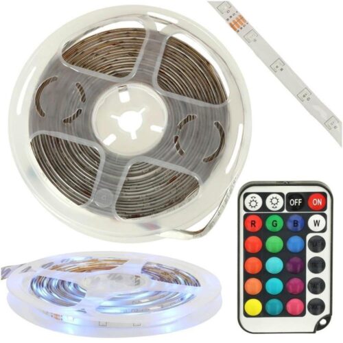 Vattentät RGB LED Strip Light – 5M Multicolor, Fjärrkontroll för inomhusdekor