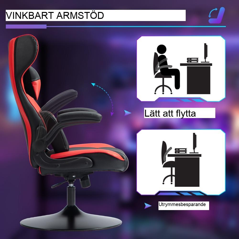 Ergonomisk spelstol med vippfunktion, justerbar höjd och svankstöd