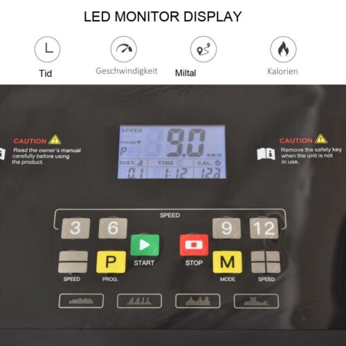 Elektriskt hopfällbart löpband med LED-display och telefonhållare för hemmaträning