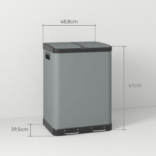 2x30L metallpedalsoptunna med separata fack