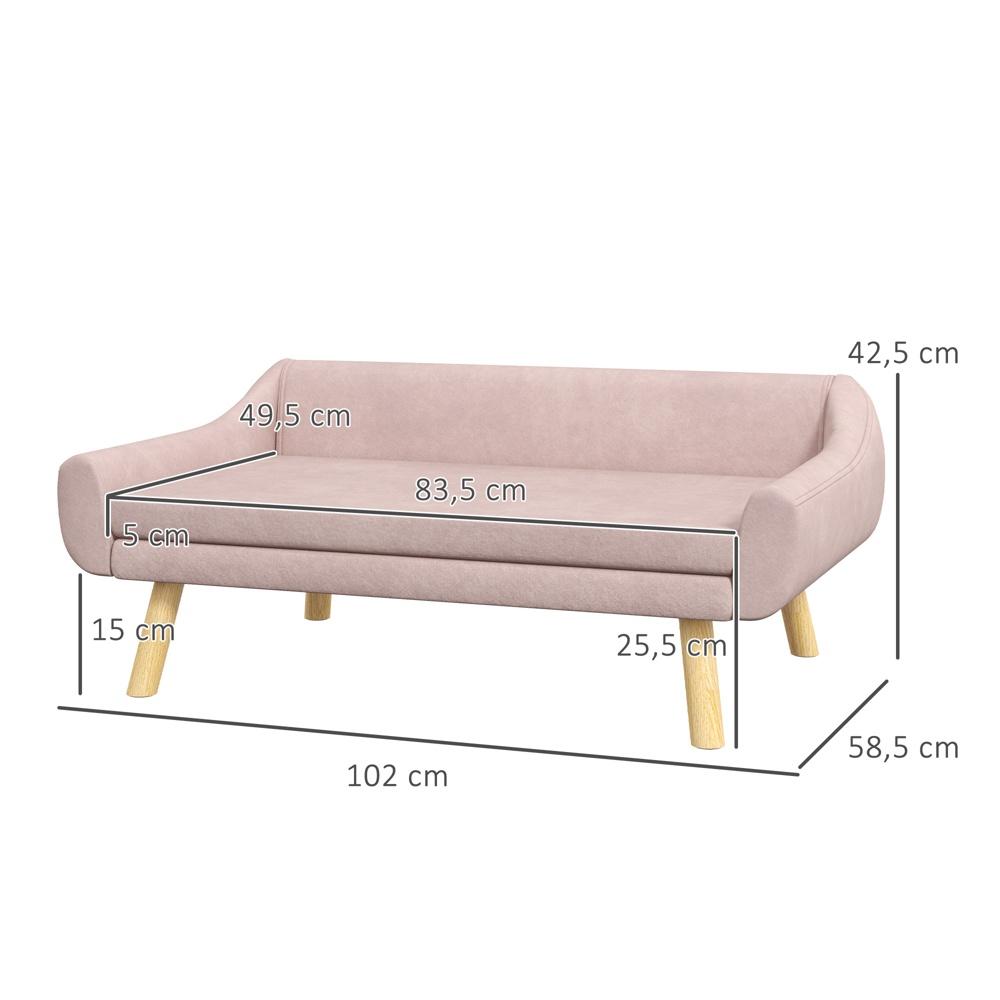 Pink Velvet Dog Sofa – Snygg och bekväm soffa för medelstora hundar