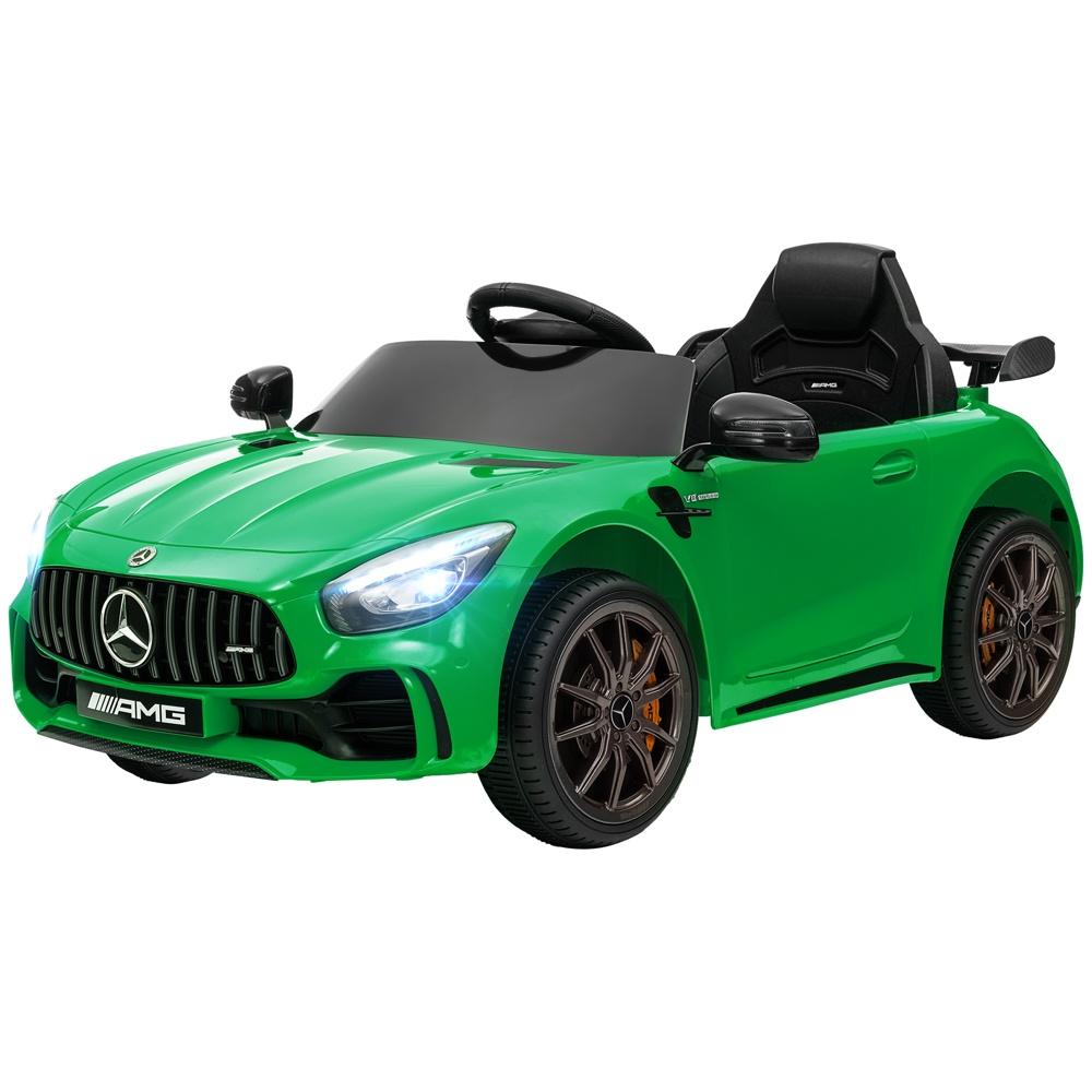 Mercedes-Benz AMG GTR Elbil för barn med fjärrkontroll, musik och lampor, grön (3-6 år)